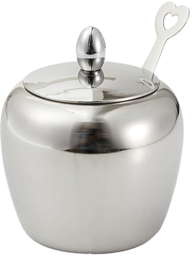 Lpitoy Barattolo per Condimenti per Stoviglie in Acciaio Inossidabile, Zuccheriera, Contenitore per Spezie, con Coperchio E Cucchiaio per Cucina