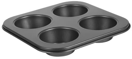 IMIKEYA 4 moldes para cupcakes, bandeja para magdalenas, mini molde para magdalenas, molde redondo para magdalenas para freidora de aire caliente, molde para magdalenas