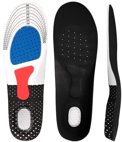 Men's Athletic Insoles for Football Boots, Gel Comfort Insert, Sports Insoles for Soccer, Rugby, & Cycling, Arch Support & Metatarsal Cushion, Shock-Absorbing, Breathable Design