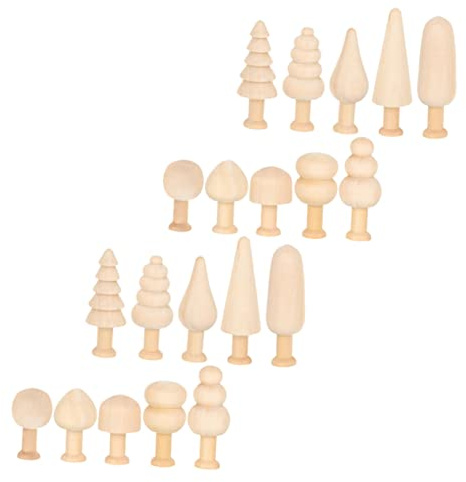 BEBEMOKO 20stücke Mini Holzbaum Dekorationen Teiliges Unbehandelt Für Bastelprojekte Zum Bemalen Für Partys Und Weihnachtsdeko Glatte Kanten Sicher Und Spaß