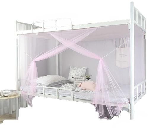 Moskitonetz-Baldachin für Studentenwohnheim, tragbar, hängende Bettvorhänge für Queen-Size-Bett, einfache Installation, atmungsaktiver Stoff, lichtreduzierend, Rosa, 90 x 195 x 150 cm