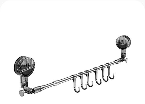 Asta per tenda regolabile da 60 a 210 cm, supporti senza chiodi, ventosa, senza foratura, asta doccia girevole a 180° per superfici lisce e in vetro, stendibiancheria per affitti