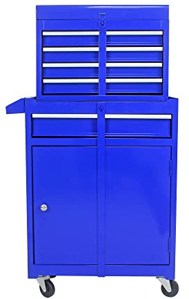 Arltamox Rolling Tool Chest, 5-Drawer Tool Box Organizer w/Lockable Wheels & Sliding Drawers & Detachable Top & Adjustable Shelf, Tool Storage Cabinet for Garage Workshop(Blue)