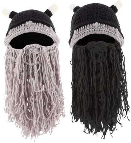 VALICLUD 2stücke Wikingermütze Aus Bartimitation Wikingerkostüm Mütze Für Jungen Party Dekorative Wikingermütze Hornhut-accessoire