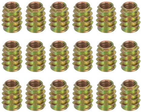 sourcing map Lot de 18 inserts filetés pour bois, en alliage de zinc M10, vis hexagonales, 20 mm de long pour meubles, armoires, tables et chaises