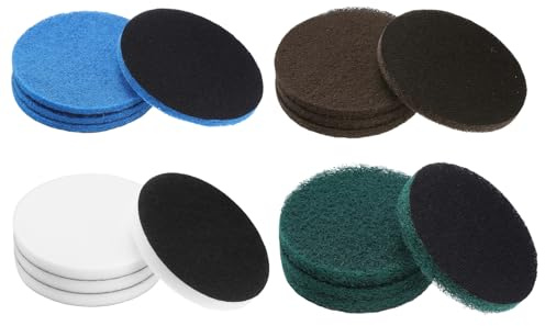 sourcing map 16 Pcs 5 Inch Nylon Hoop Scrubbing Pad 120/240 Grits Scrubber Scouring Pads Hoop and Loop Surface Conditioning Drill Scuffing Disc, Green/Brown/Blue/White