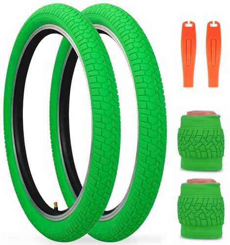 GRELiving Neumático de Bicicleta 20x2.125 Pulgadas, 30 TPI, para Mountain Bike/Bici Ciudad/BMX, Verde (2 neumáticos)
