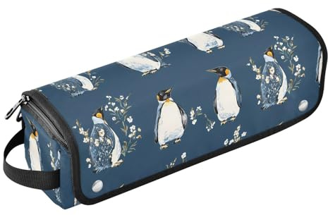 Chic Penguin Blue Hot Hair Tools Travel Bag with Iron Mat Waterproof Curling Iron Travel Case for Curling Iron Straightener Flat Hair Dryer Women Essentials Storage