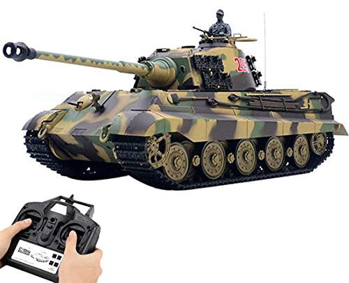 ExploTex 1:16 Deutscher Henschel Tiger King Battle RC-Panzer, 2,4G RC Militärpanzer-Modell mit Sound- Und Raucheffekt, EIN Ausgezeichnetes Geschenk für Wichtige Feiertage Wie Weihnachten