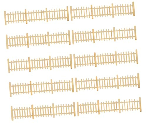 TINEASUR 10pcs Miniature Wooden Fence 1: 50 Scale Model Picket Fence | Hand Assembled Design, Sturdy Craftsmanship, for Fairy Garden Ornament and Dollhouse Scenes