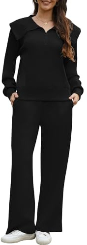 CheChury Tuta da Donna Completi Tuta da Ginnastica Due Pezzi Pullover Felpa Casual Casa Pigiama Set Sportswear a Zipper e Pantaloni Lunghi Morbida Sportwear Comoda Yoga Jogging Primavera Autunno