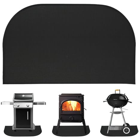 Tapis ignifuge, 100 x 60 cm, tapis de cheminée ignifuge, tapis de barbecue, tapis de protection du sol, tapis résistant à la chaleur, tapis ignifuge pour poêle à bois pour protéger le sol des