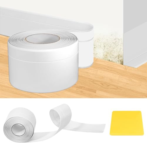 VUTYNKO Sockelleiste Selbstklebend 5M, 50x20mm Flexibel Weichsockelleiste Selbstklebend, PVC Kantenschutz Leisten Weiß Perfekte Haftung Auf Wände für Küche Wohnzimmer Badezimmer