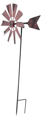 Veemoon Moulin à Vent Jardin Fer Décoratif Extérieur Durable Sculpture Métal Artistique pour Cour et Pelouse Piquet Inséré Facile à Planter