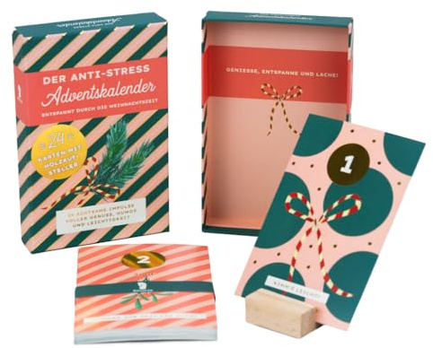 Achtsamkeits Adventskalender 2025 für Frauen | 24 Karten - 4 Kategorien mit Achtsamem Impulsen | Weihnachtskalender für Erwachsene | Anti-Stress Adventskalender für Mama & Freundinnen + Holzaufsteller