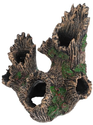 Toyvian Souche D'aquarium Artificielle Tronc d'arbre Perforé Solide en Résine Compacte Décorative pour Aquarium de Bureau Cachette Poisson Crevette Reptile