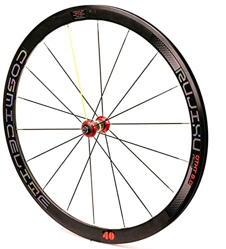 700C Laufradsatz Mit Felgenbremse for Rennräder, Vorne Und Hinten, Kassette 8-, 9-, 10-11-Fach, 40 Mm Hohlkammerfelgen, Schnellspanner 100/1(Centro Rojo,Front Wheel)