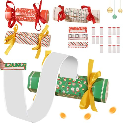 4 salvadanaio natalizio a forma di cracker, con 40 sacchetti trasparenti, ideali come regalo per denaro, per ragazze, ragazzi, adulti