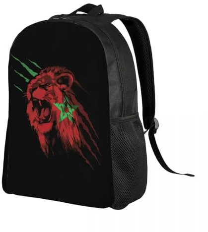 ASDCTYTKO Frauen, Männer, Schule, College-Studentinnen-Rucksack, passt 15-Zoll-Laptoptaschen, maßgefertigte marokkanische Atlas-Löwen, Marokko-Flagge-Rucksäcke, Festivalgeschenk