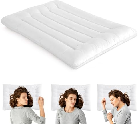 Gohytal Cuscino piatto ultra piatto, 46 x 72 cm, cuscino sottile per dormire sulla schiena, cuscino per chi dorme sulla pancia, cuscino sottile per alleviare il dolore al collo, cuscino ortopedico