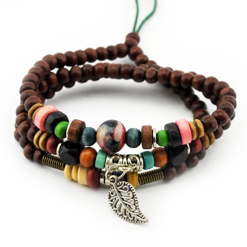 axy TWIC12-2 Tibet WICKELARMBAND Serie 12! Armband+Halskette Bracelet Necklace!Holz Perlen Surferarmband Herren Damen Schmuck