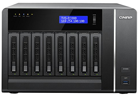 QNAP TVS-EC1080-i3-8G - Serveur de Stockage en Réseau NAS pour 10 Disques Durs, Stockage Unifié iSCSI-NAS, Processeur Intel Core i3 3.5GHz , 8Go RAM Extensible, 4 Ports Gbe LAN, HDMI, eSATA, 4K-ready, 10Gbe-ready, Châssis Vide