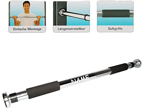 alles-meine.de GmbH Türreck/Klimmzugstange - 63-96 cm variabel - incl. Name - für Türrahmen - EXTRA STARK - 100 kg - sehr stabil - Stange ohne Schrauben - z.B. für Kinderscha..