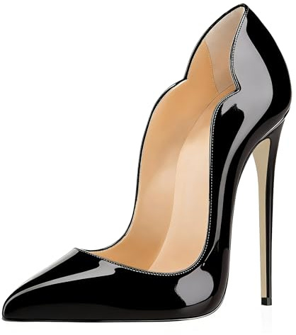 EDEFS Damen Pumps Lackleder High Heels mit 12cm Absatz Elegante Stiletto Schuhe für Büro Party Hochzeit