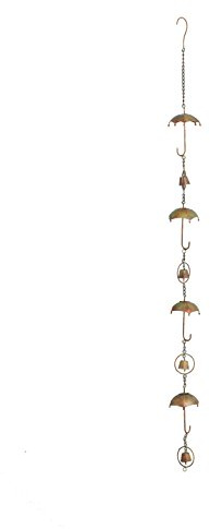 Ancient Graffiti Flamed Copper Umbrella Hanging Chain Wall Art Ornament, 4 x 53 x 4