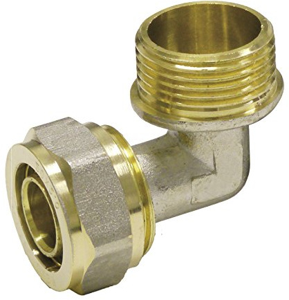Pipetec Raccord coudé 16 x 2 mm 90° 1/2 pour tube composite multicouche, conforme DVGW, UBA, jusqu'à max. 100 °C