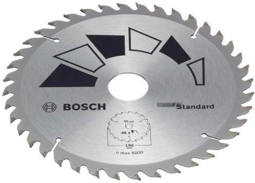 Bosch 1x Kreissägeblatt Standard (Sägeblatt für Holz, Ø 190 x 2.2/1.5 x 30/24 mm, 40 Zähne, ATB, mit 1x Reduzierring 24 mm, Zubehör Kreissäge)