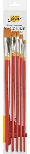 KREUL 47355 - Solo Goya Künstlerpinsel Goldhair Synthetics, 3 Flachpinsel 4, 8 und 16 und ein Rundpinsel in der Größe 10, universell einsetzbarer Pinsel, für Öl-und Acrylmalerei