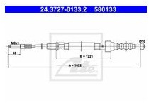 ATE 24.3727-0133.2 Seilzug, Feststellbremse | 24.3727-0133.2 [580133] Kompatibel mit Golf II (19E, 1G1),Jetta II (19E, 1G2, 165),Toledo I (1L2)