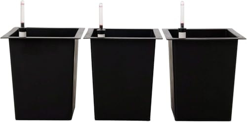 VIVANNO 3er Set Blumenkübeleinsatz mit Bewässerungsset - 29x29 cm - Schwarz | Wasserdichte Pflanzkübeleinsätze aus PP-Kunststoff für innen und außen mit 16 l Volumen und Füllstandsanzeiger