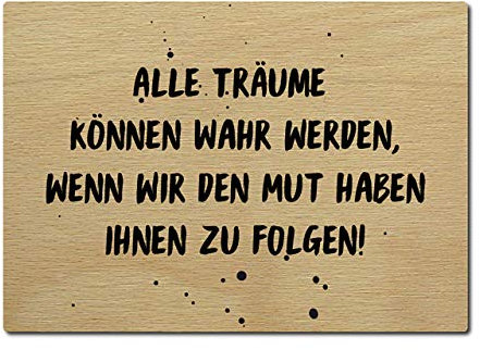 Interluxe Postkarte aus Holz Holzpostkarte Alle Träume können wahr werden Karte DIN A6