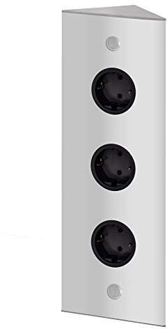 THEBO 3-fach Energie-Ecksäule ST 3007/320/3 in Aluminium/Ecksteckdosen/Edelstahl-Steckdosenleiste/Steckdosen