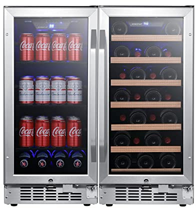 EdgeStar CWBV80301 30 Inch Wide 30 Bottle 80 Can Side-by-Side Wine and Beverage Cooler