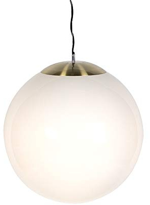 Qazqa Modern, Minimalistisch Pendelleuchte, Pendellampe - Ball Hl - Weiß, 50cm, Ideal als Wohnzimmerlampe