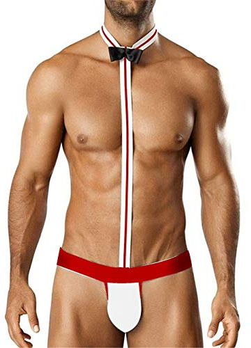 Creamlin Sexy Unterwäsche für Herren Borat String mit Hosenträgern für den Strand Sexy Mankini Beach (Rot), rot, S/XL