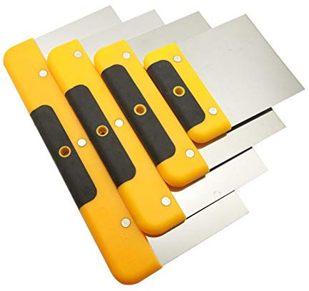 Jeu De 4 Spatules De Carrossier, Spatule De Plâtrier Inox, Couteau À Enduire Pour Propagation De Plaque De Plâtre,Boue,Peinture De Grattage,4 Pouces,6 Pouces,8 Pouces,10 Pouces (4 Pièces)