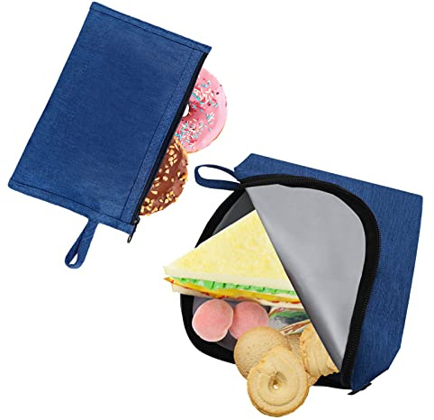 Wiederverwendbare Gefrierbeutel Frühstücksbeutel Lebensmittel Zipper Beutel auslaufsicher Brotbeutel nachhaltig Gemüsebeutel Lunchtasche Lunchbag für Obst Gemüse Sandwich Blau | BPA-frei, PEVA-Futter, auslaufsicher, stabiler Griff, für Reisen, Picknick, für Erwachsene und Herren