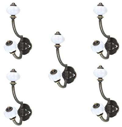 Snner Wandkleidung Haken Retro antike Keramik -Kleiderhaken für Tür Badezimmer Schlafzimmer Küche Bronze 5 Stcs