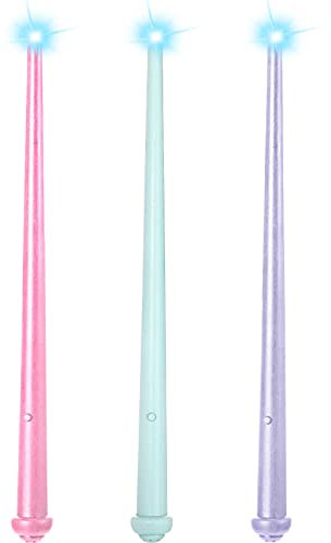 Weewooday 3 Stück Leuchtende Zauberstäbe mit Licht und Sound Feenstäbe Spielzeug Hexen Zauberstäbe Party Kostüm Zubehör für Halloween Cosplay Maskerade (Rosa, Lila, Blau)