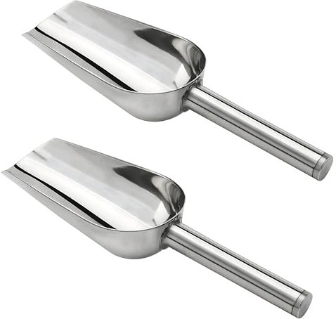 TEKONDA Tek-BS-02 - Paletta per gelato, 2 pezzi, in acciaio inox e argento, per feste, buffet, cucina multifunzionale, per farina, porzionatore di gelato