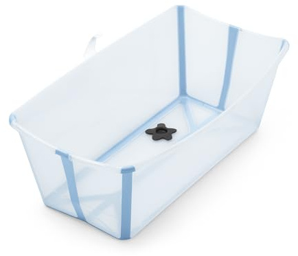 Stokke Flexi Bath, Ocean Blue - 64 x 24 x 34 cm - Bañera plegable para recién nacidos y bebés, liviana, resistente y fácil de guardar - Ideal para casa o viajes