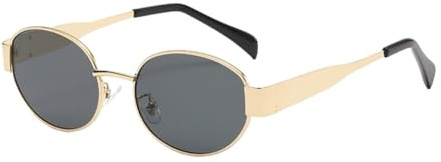 OSAGAMA Retro Ovale Sonnenbrille Metall Trendy Classic UV Schutz Brille für Damen Herren Golden Grün