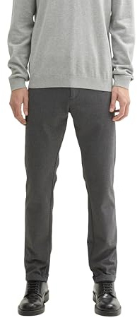 TOM TAILOR herr jersey Travis slim fit chinobyxor, 35951 – Svartvita fågelögon, 34W / 32L