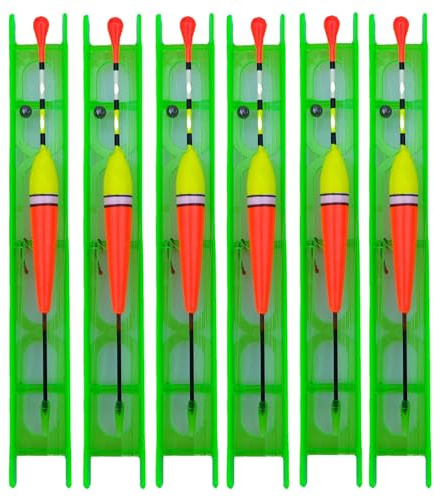 Hezhou 6 Stück Angelposen Set Schwimmer Posen Angeln Set Fertigangel Set | Fertigangelset Angelsets Komplett montiert Posenset Pose Angelposen Nachtangeln