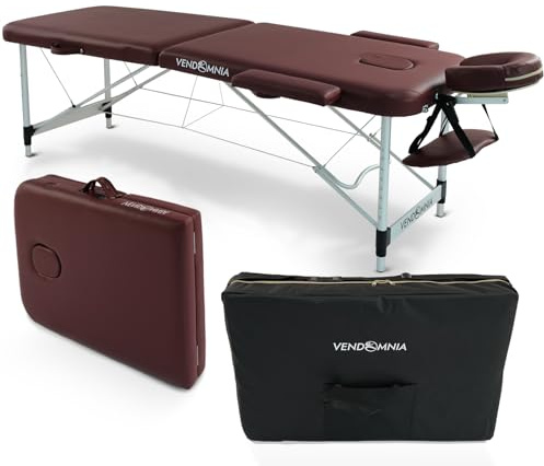 VENDOMNIA Mobile Massageliege - Aluminium mit 2 Zonen höhenverstellbar inkl. hochwertiger Kopfstütze Tasche Armlehnen - Farbwahl Klappbar, Massagetisch Massagebett Massagebank Behandlungsliege