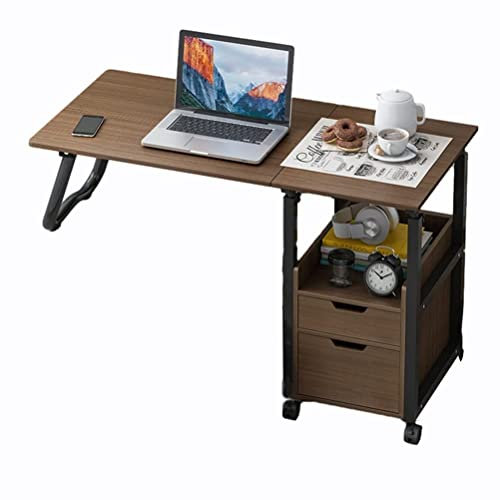 Überbetttisch, rollender Laptop-Tisch, höhenverstellbar, Überbett-Nachttisch, Schreibtisch, mobiler Ständer, neigbar, mit Rollen, Tablett, faltbar, für Bett, Sofa, Seite